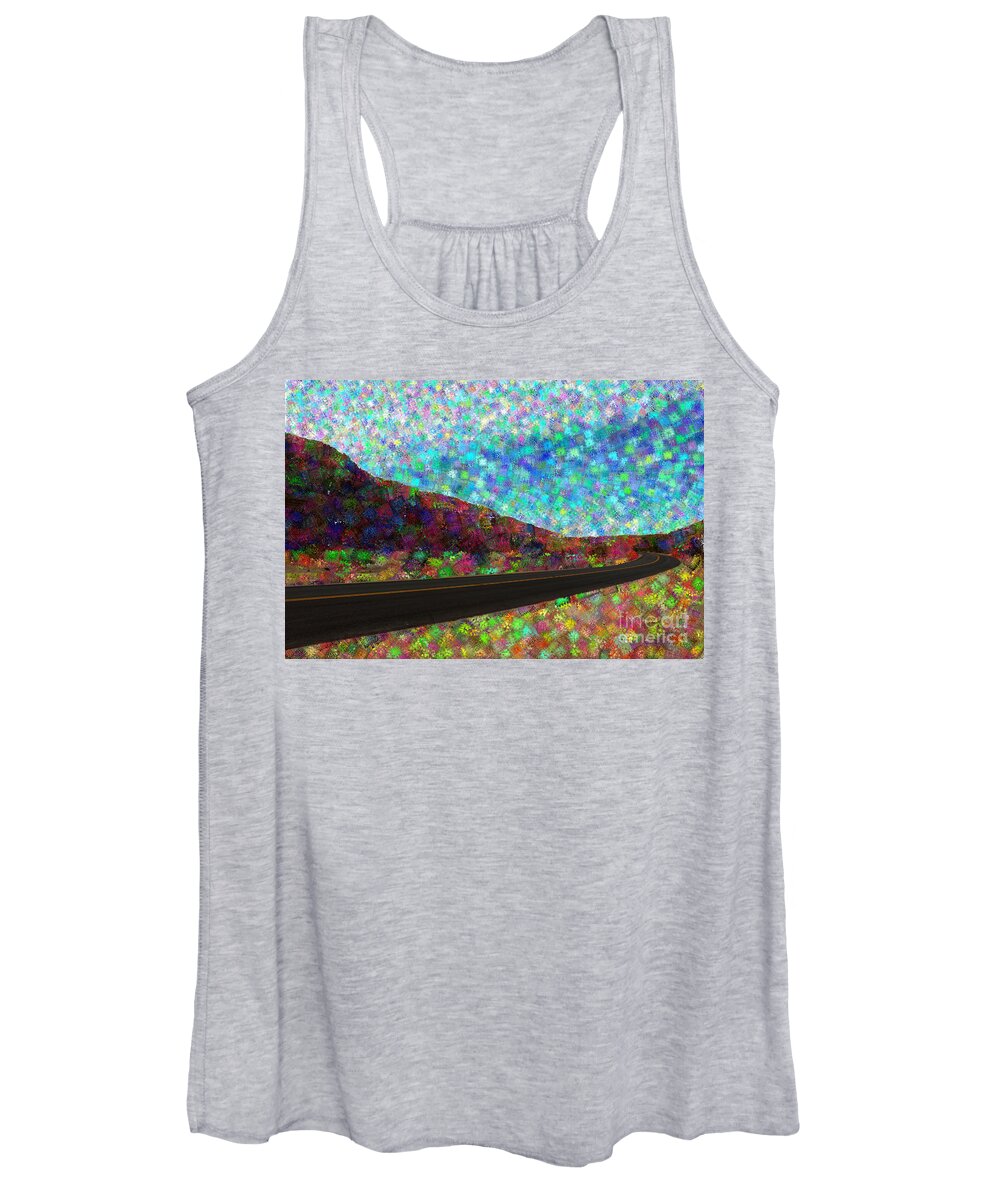 Colorful Women's Tank Top featuring the photograph Colorized Desert Road by Katherine Erickson