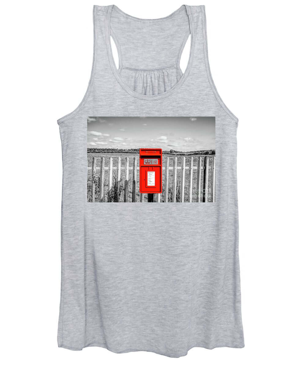 Red Women's Tank Top featuring the photograph Composite of an English mini post box by Pics By Tony