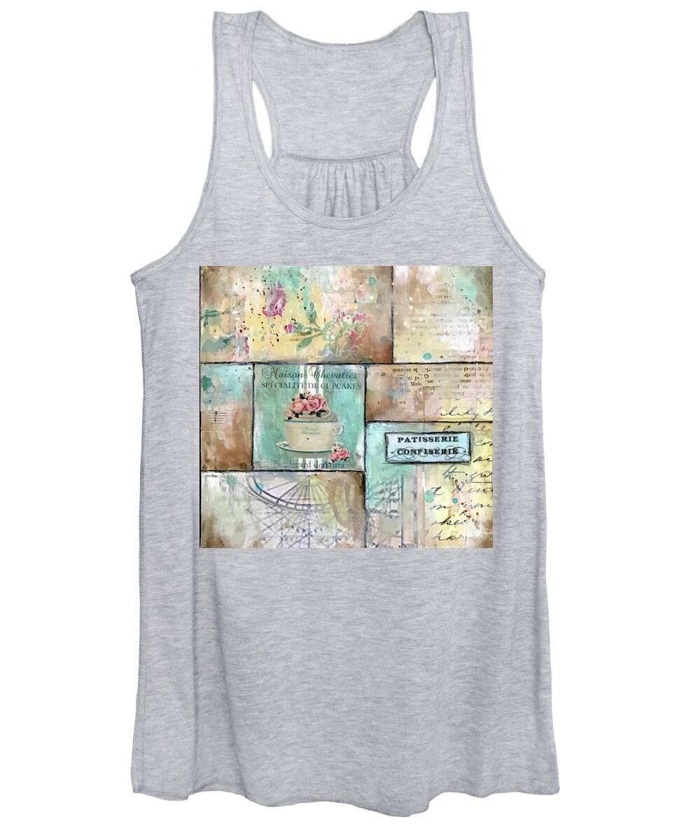 Kitchen Art Decor Women's Tank Top featuring the painting Kitchen art with cupcake theme by Diane Fujimoto