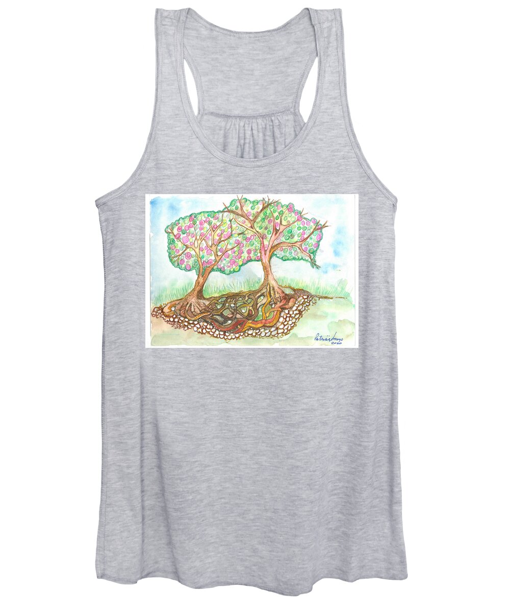 Roots Women's Tank Top featuring the painting Connection by Patricia Arroyo