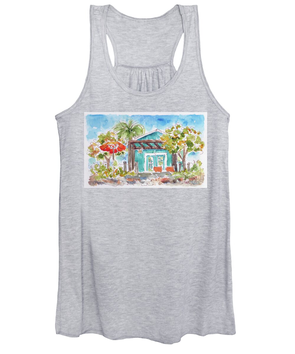 Impressionism Women's Tank Top featuring the painting Cottage Princess Cay Bahamas by Pat Katz