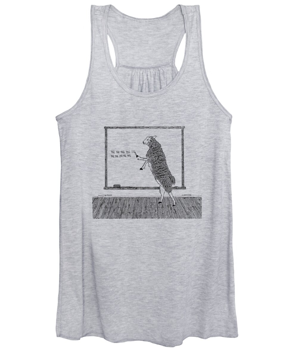 Counting Sheep Women's Tank Top featuring the drawing Counting Sheep II by Jenny Armitage