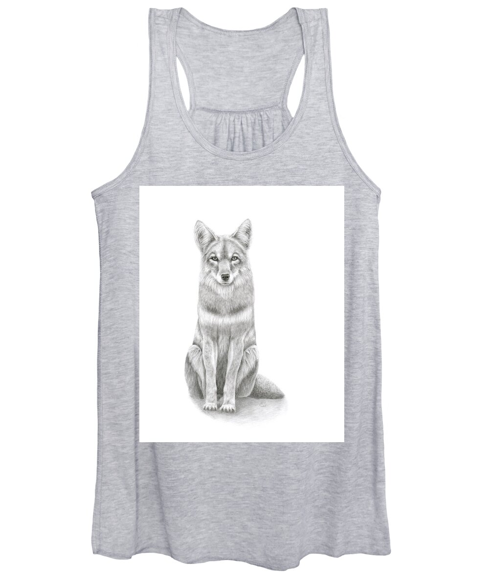 Coyote Women's Tank Top featuring the drawing Coyote by Monica Burnette