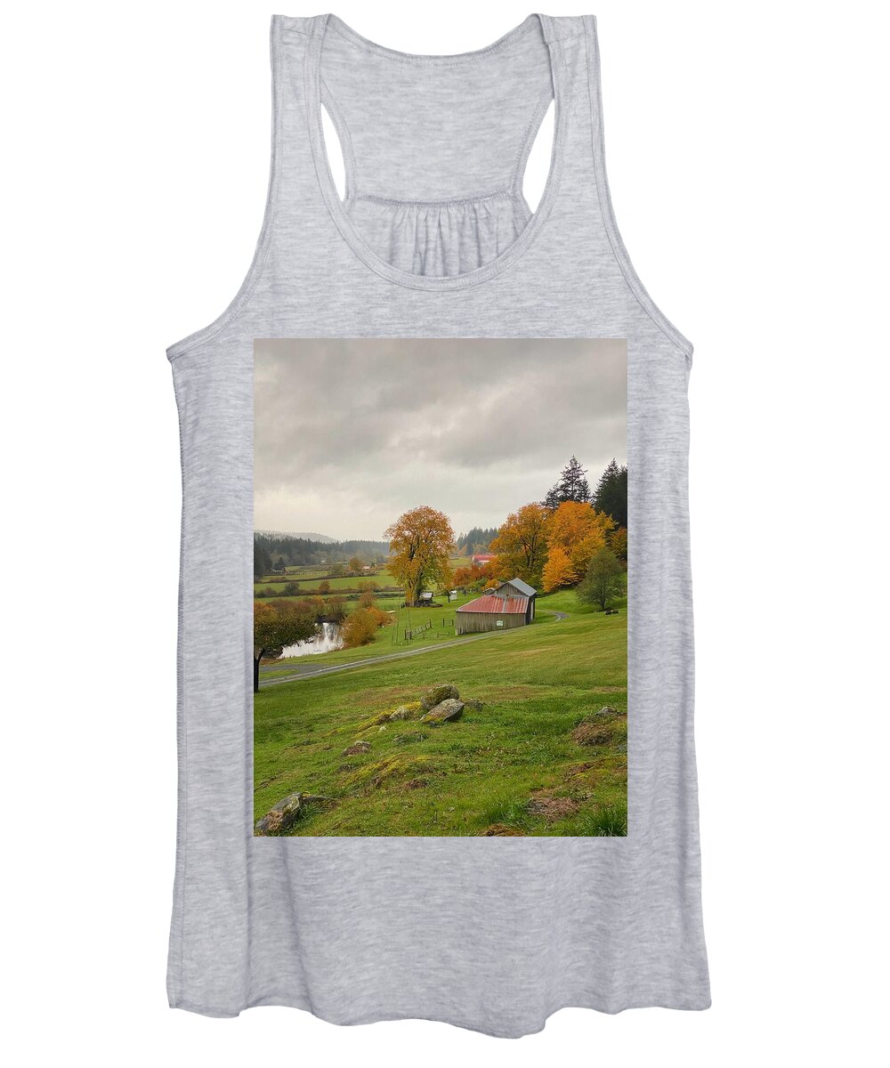 Farms Women's Tank Top featuring the photograph Crow Valley Farming by Jerry Abbott