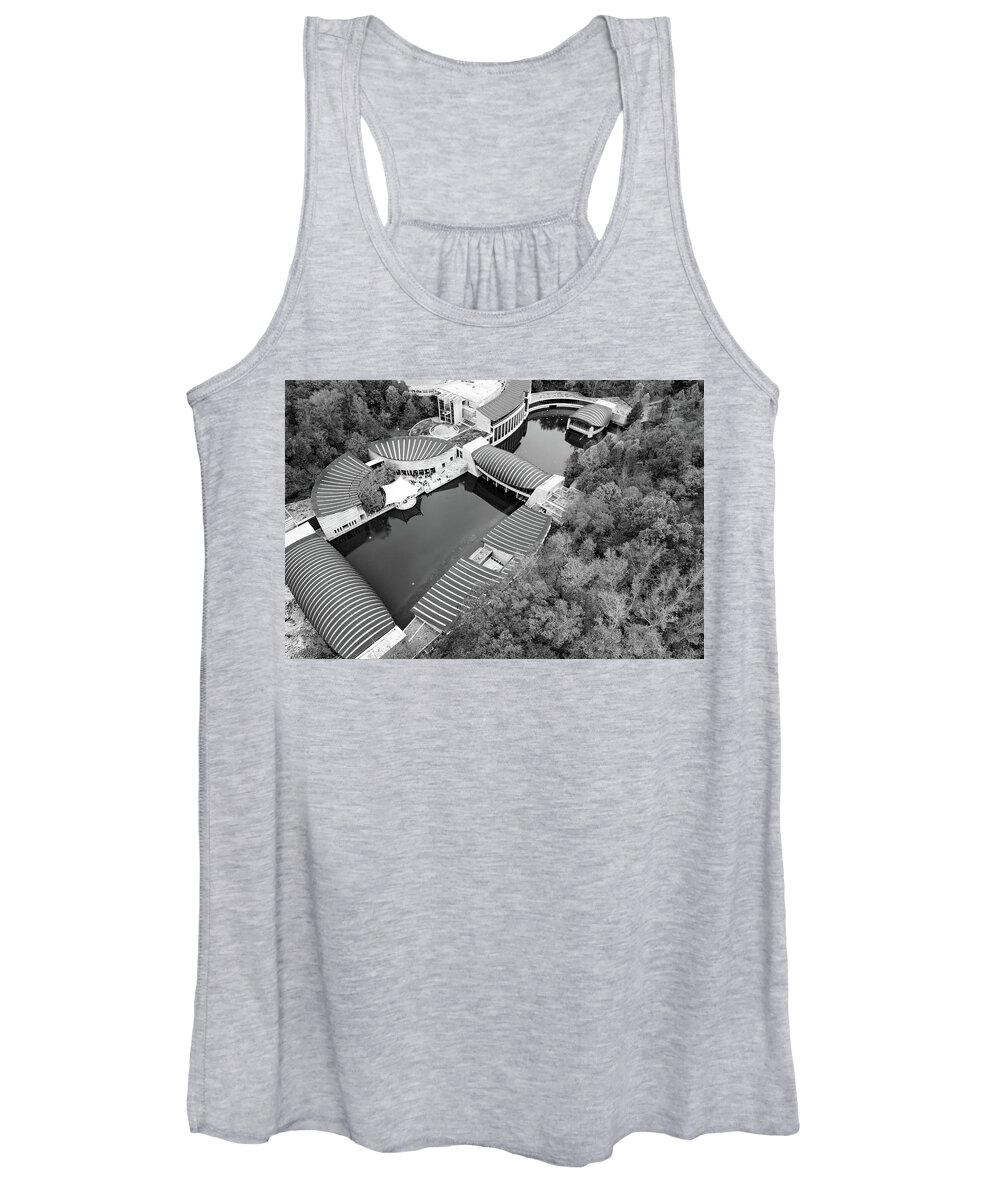 Crystal Bridges Women's Tank Top featuring the photograph Crystal Bridges Museum In Black And White by Gregory Ballos