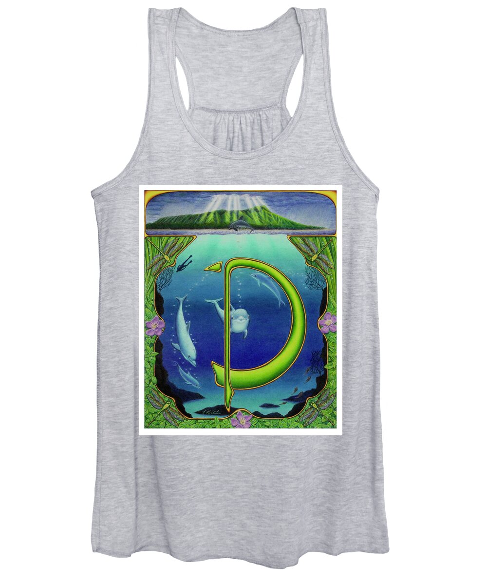 Kim Mcclinton Women's Tank Top featuring the drawing D is for Dolphin by Kim McClinton