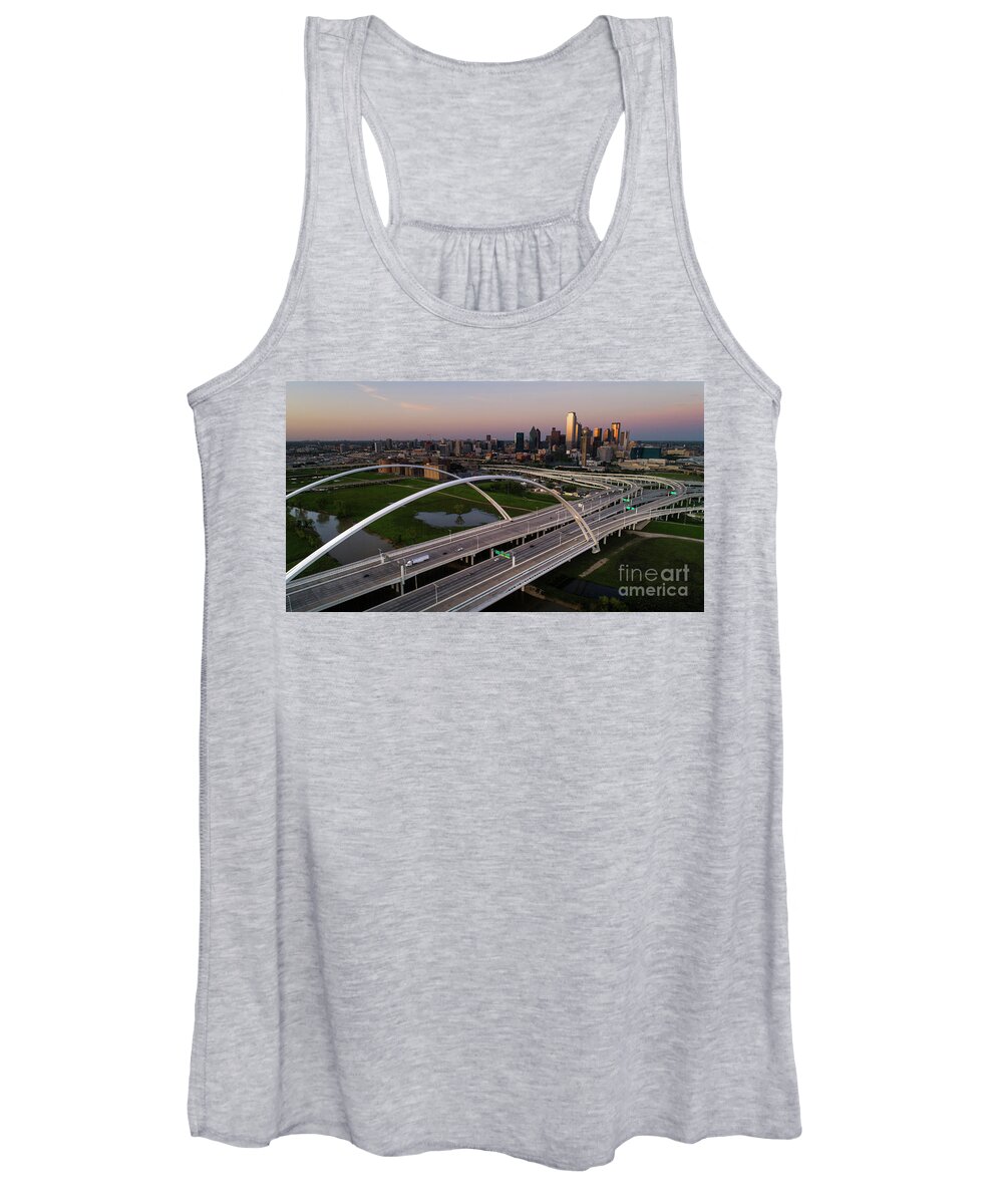 Dallas Skyline Women's Tank Top featuring the photograph Dallas Skyline at dusk by Keith Kapple