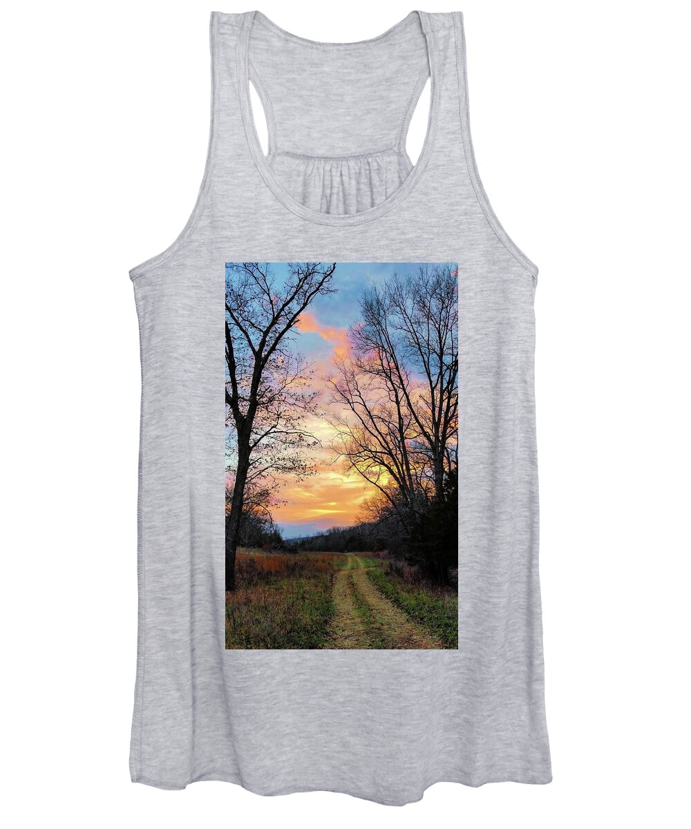 Nature Women's Tank Top featuring the photograph Day's End at the Farm by Linda Shannon Morgan