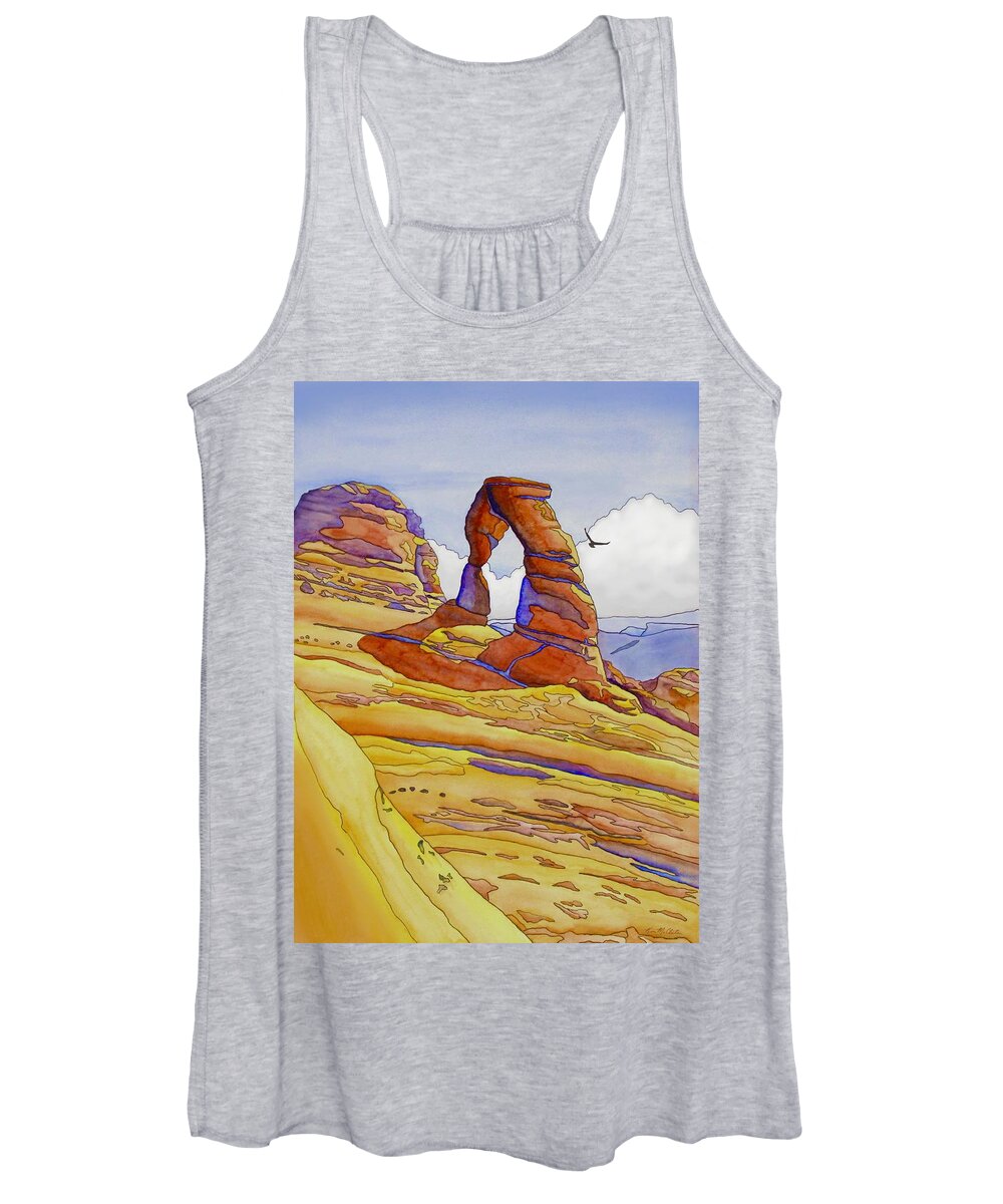 Kim Mcclinton Women's Tank Top featuring the painting Delicate Arch by Kim McClinton