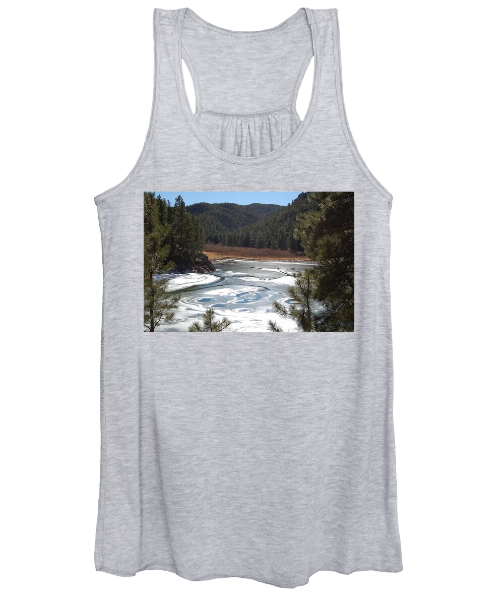 Designs In Ice Women's Tank Top featuring the photograph Designs in Ice - Palmer Lake Reservoir by Jennifer Forsyth