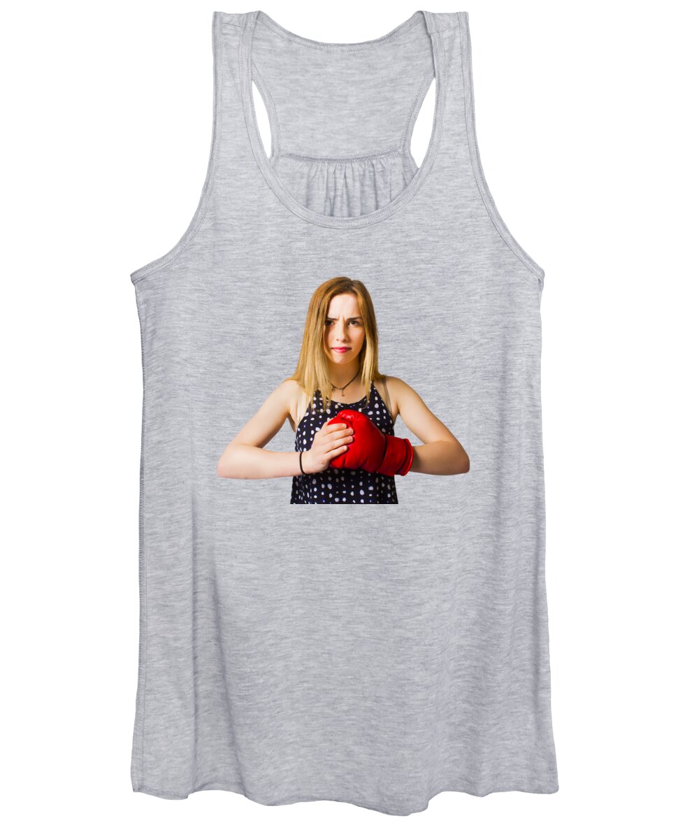 Fit Women's Tank Top featuring the photograph Determined fitness girl on studio background by Jorgo Photography