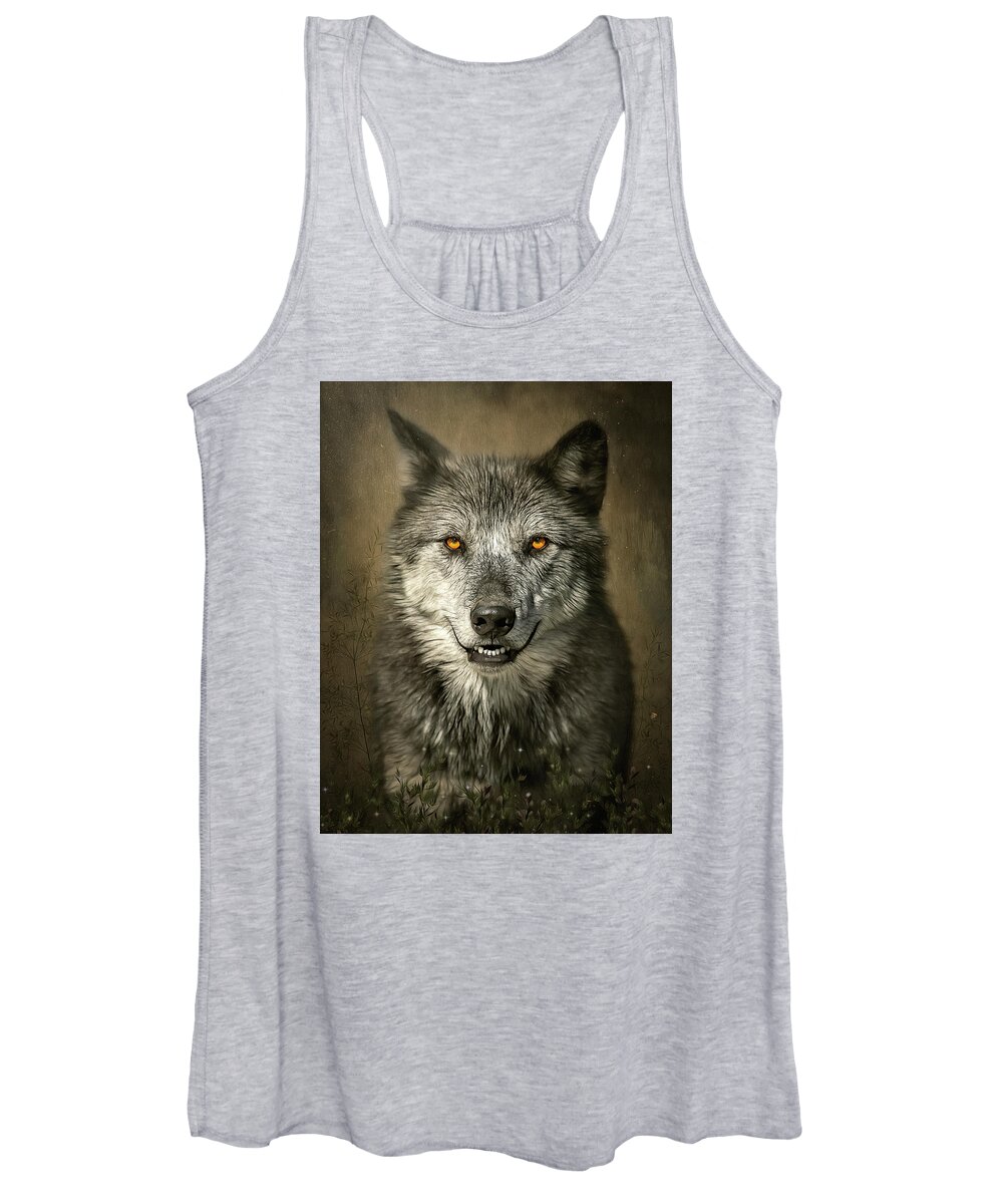 Wolf Women's Tank Top featuring the digital art Devious by Maggy Pease