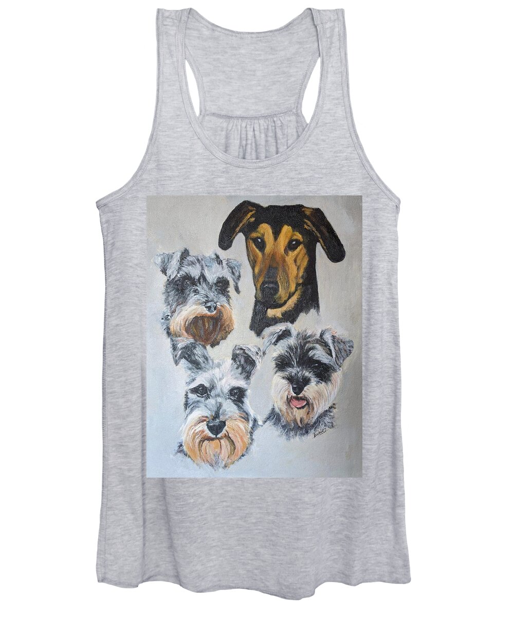 Dogs Women's Tank Top featuring the painting Dog portraits by Abbie Shores