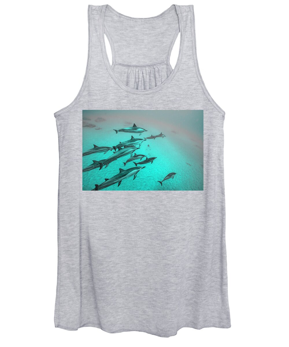 Dolphins Hawaii Ocean Life Women's Tank Top featuring the photograph Dolphins by Leonardo Dale