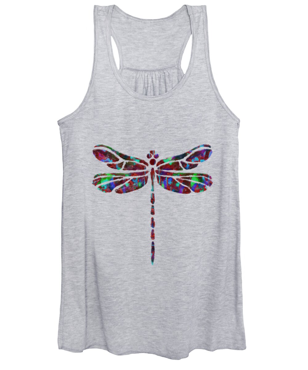  Women's Tank Top featuring the mixed media Dragonfly silhouette 3 by Eileen Backman