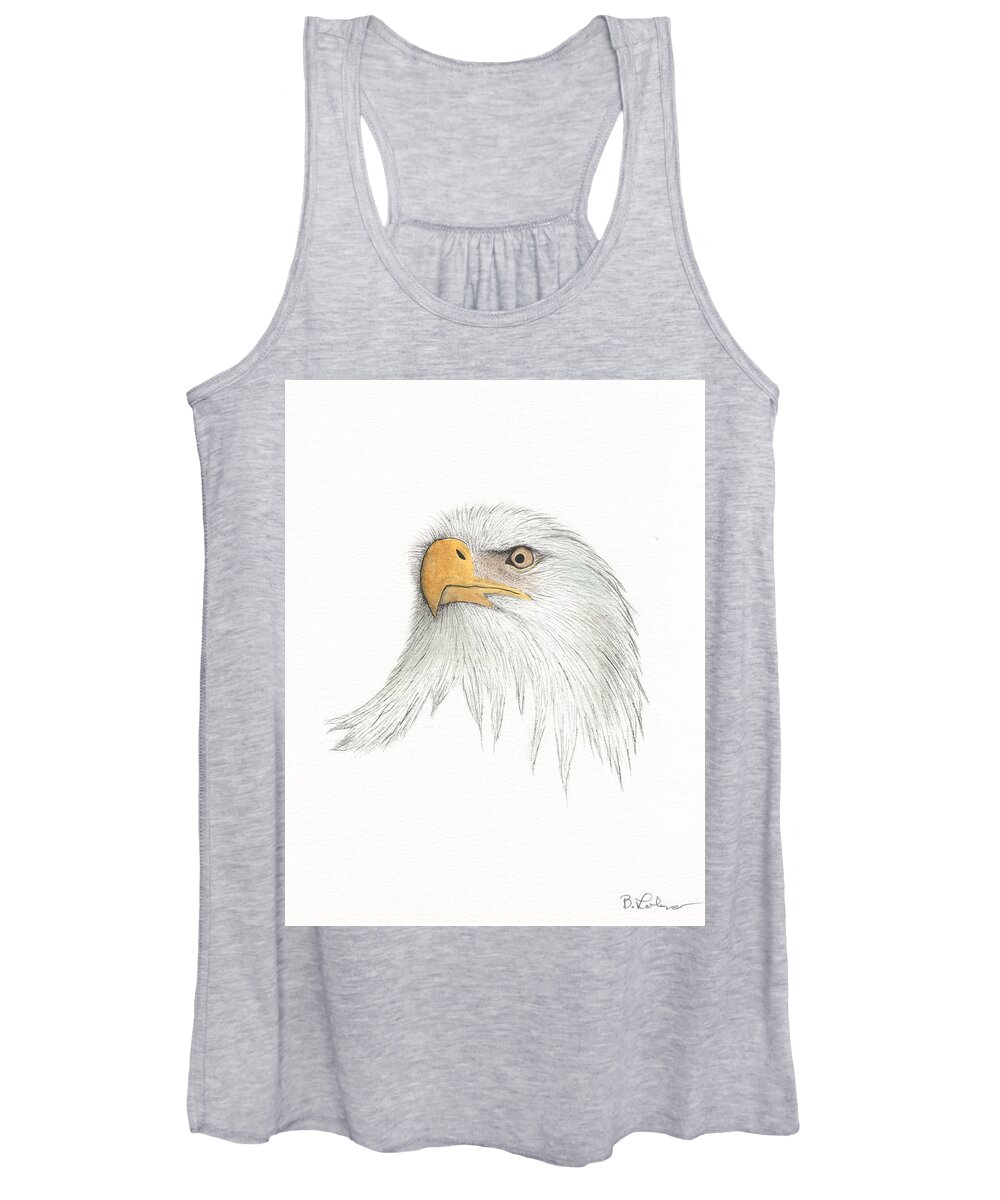 Eagle Watercolor Women's Tank Top featuring the painting Eagle #2 by Bob Labno