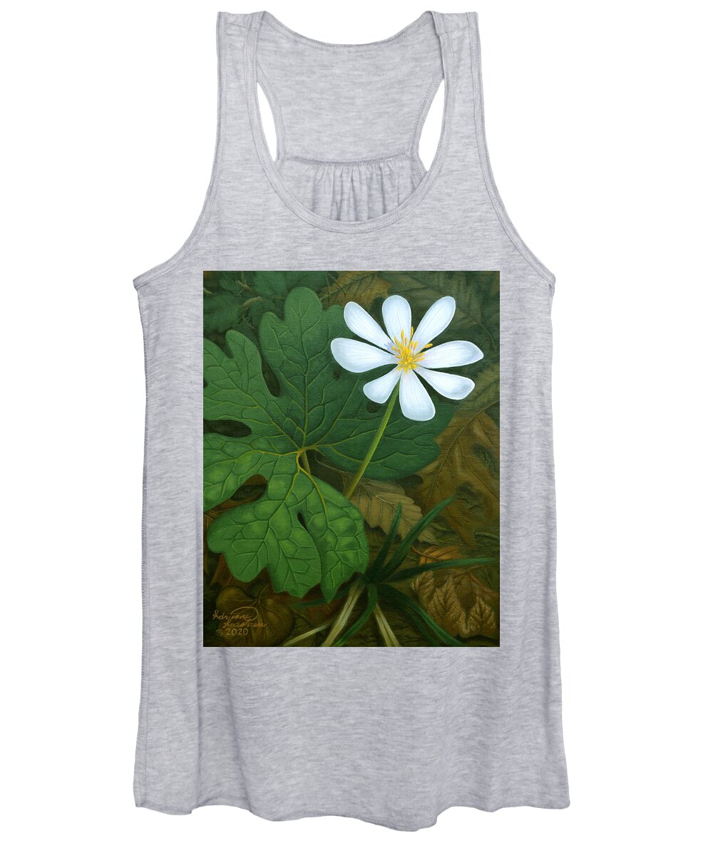 Bloodroot Women's Tank Top featuring the painting Early Bloomer Bloodroot by Adrienne Dye