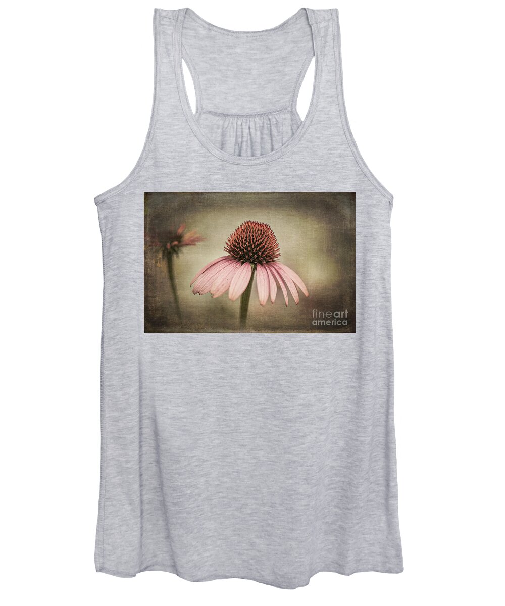 Echinacea Women's Tank Top featuring the photograph Echinacea-a Vintage Look by Judy Wolinsky