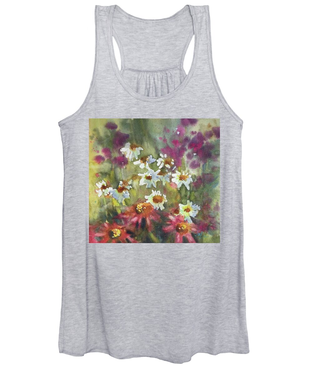 Flowers Women's Tank Top featuring the painting Echinacea and Yarrow by Judith Levins