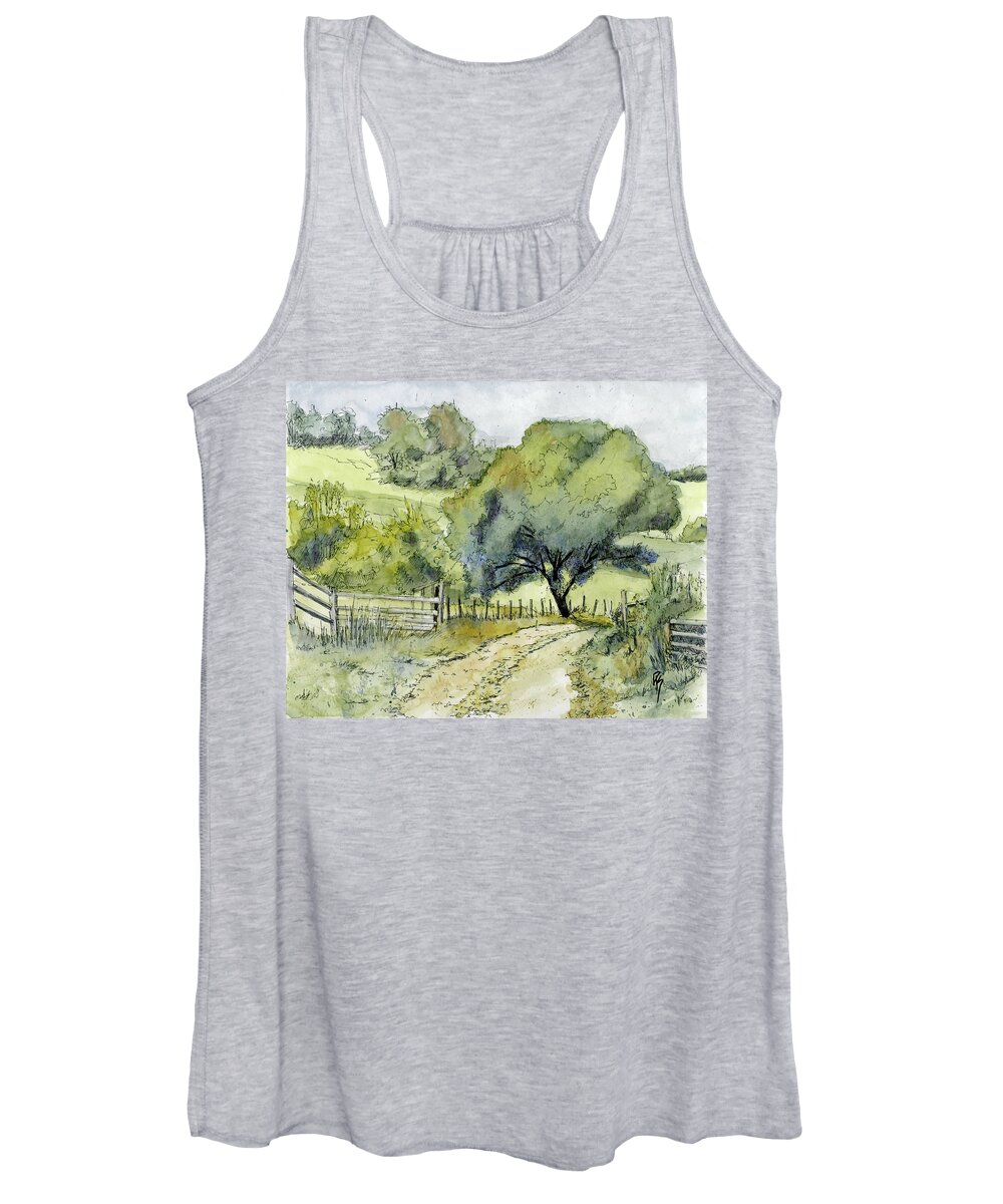 Road Women's Tank Top featuring the painting English Countryside by David King Studio