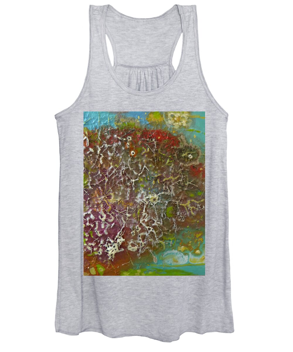 An Abstract Oil Painting On A Plate Made Of Epoxy Resin. Multicolored Women's Tank Top featuring the painting Epoxy resin by Elzbieta Goszczycka