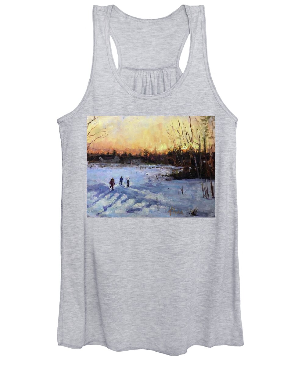 Landscape Women's Tank Top featuring the painting Evening Adventures by Ashlee Trcka