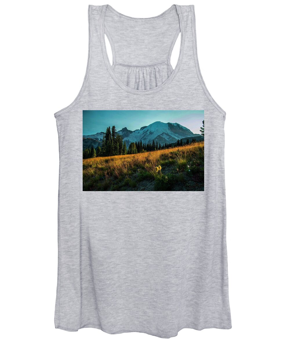 Mount Rainier National Park Women's Tank Top featuring the photograph Evening's Early Glow by Doug Scrima