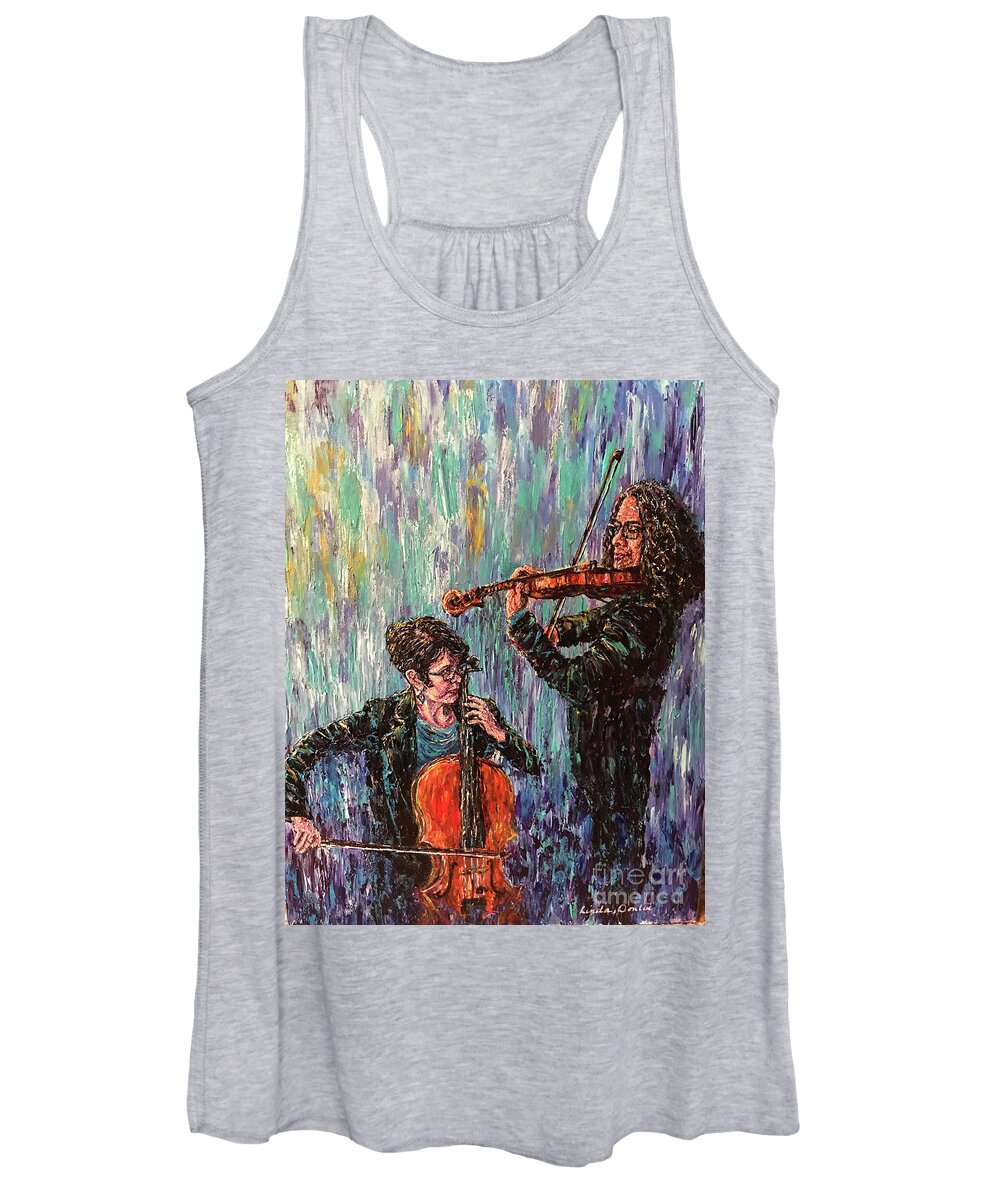 Art Women's Tank Top featuring the painting Everaldo and Natalia by Linda Donlin