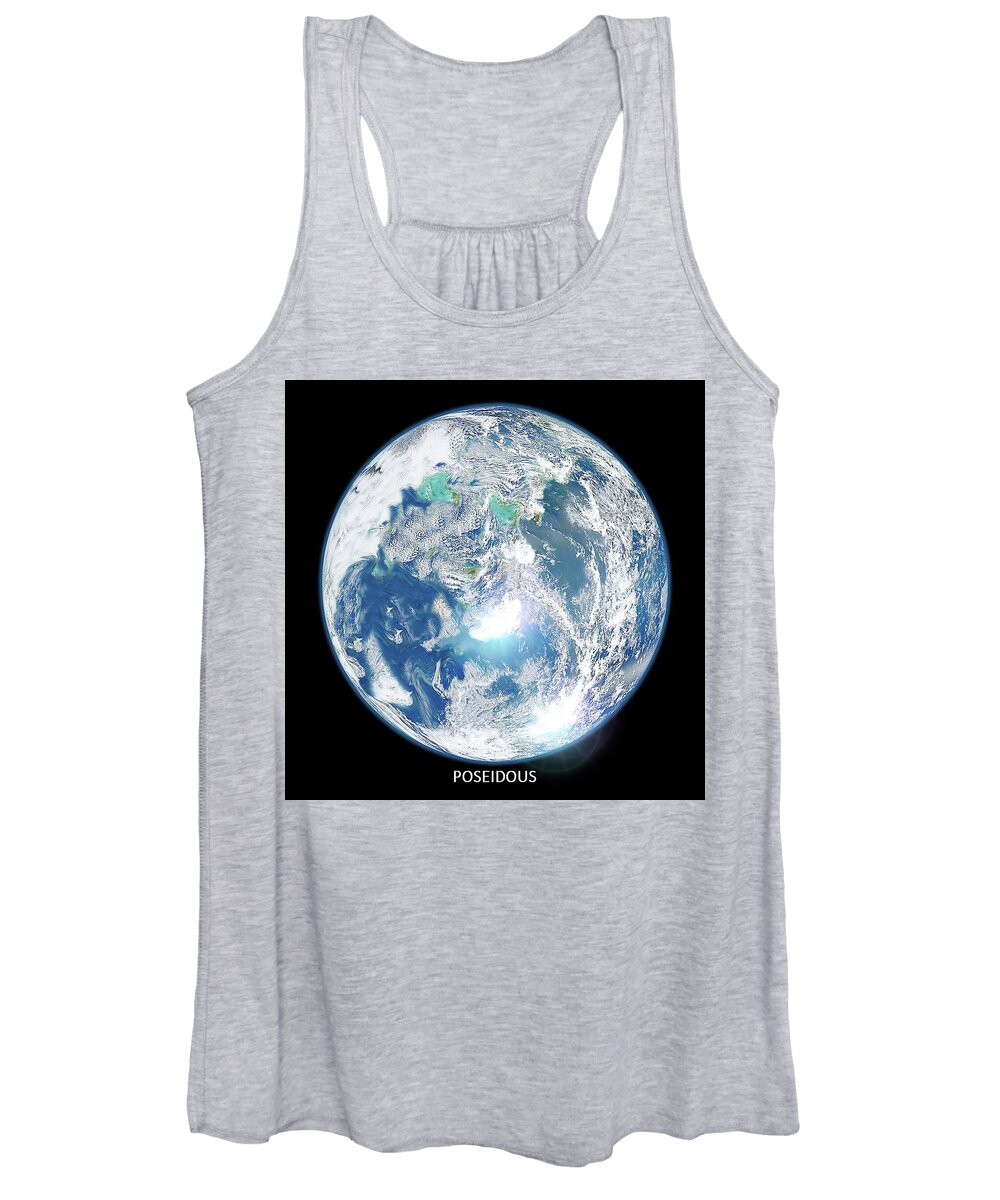Science Fiction Women's Tank Top featuring the digital art Habitable Exoplanet Poseidous by Stoneworks Imagery