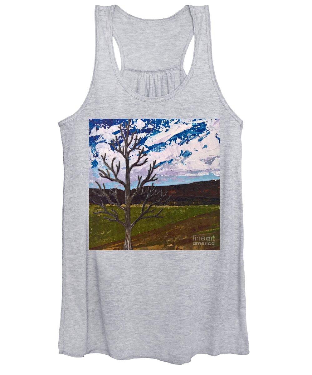 Original Acrylic Painting Women's Tank Top featuring the painting Fall Tree by Lisa Dionne