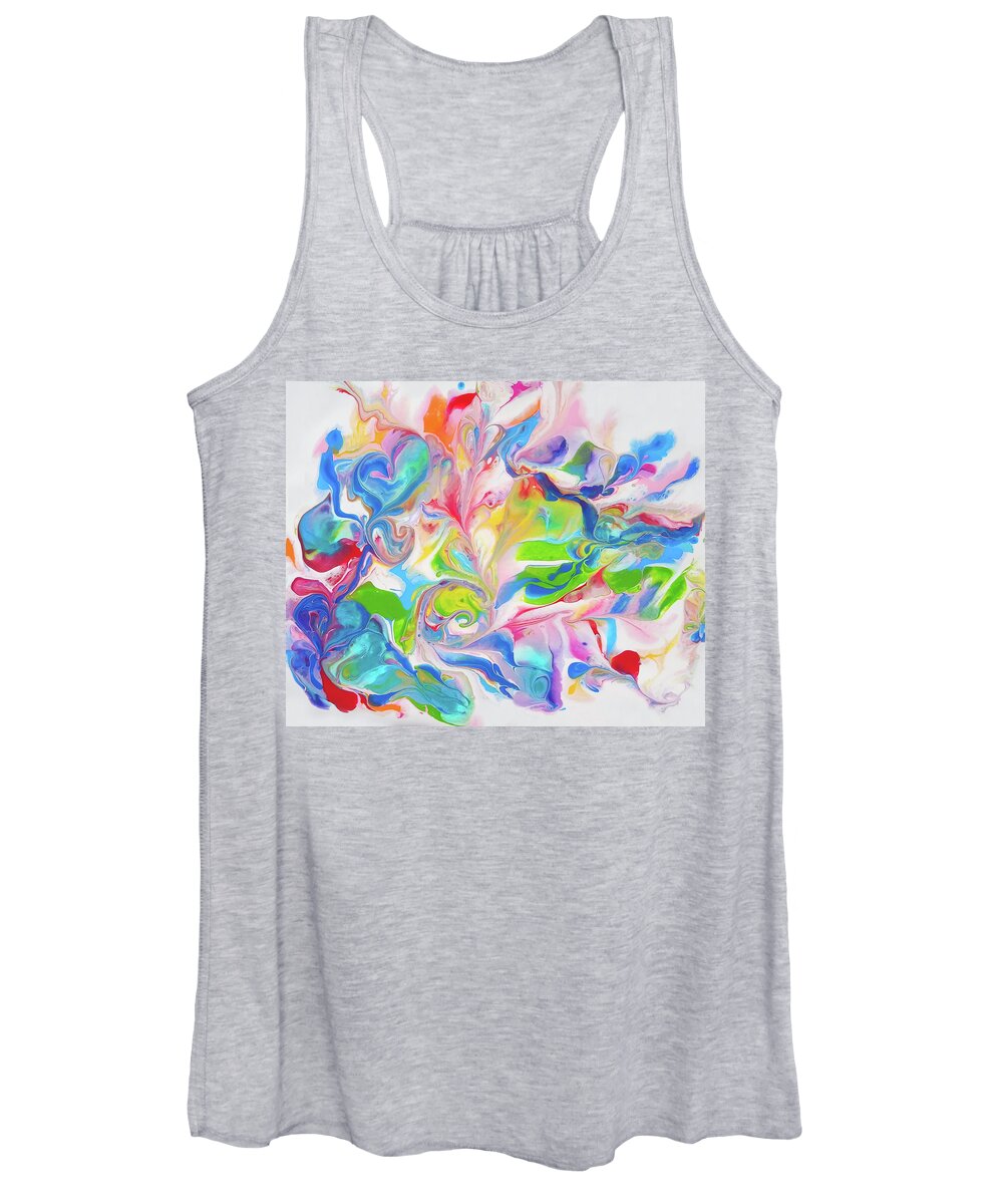 Colorful. Abstract Women's Tank Top featuring the painting Fancy Free by Deborah Erlandson