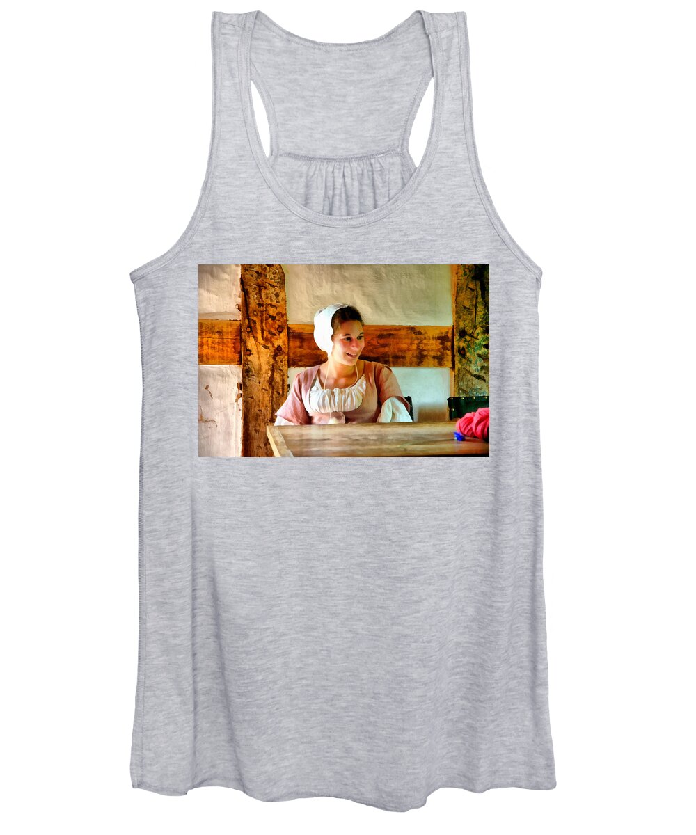 Painting Women's Tank Top featuring the painting Farm Girl by Anthony M Davis