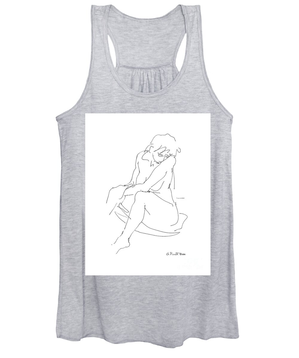 Female Women's Tank Top featuring the drawing Female Figure Drawing 43 by Gordon Punt