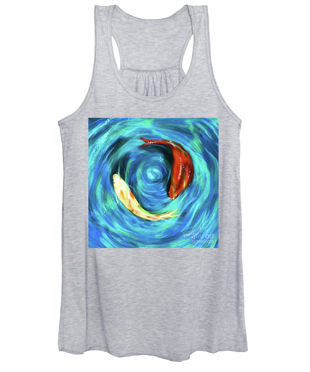 Feng Shui Painting Women's Tank Top featuring the painting Feng Shui your Life with Koi Fish by Remy Francis
