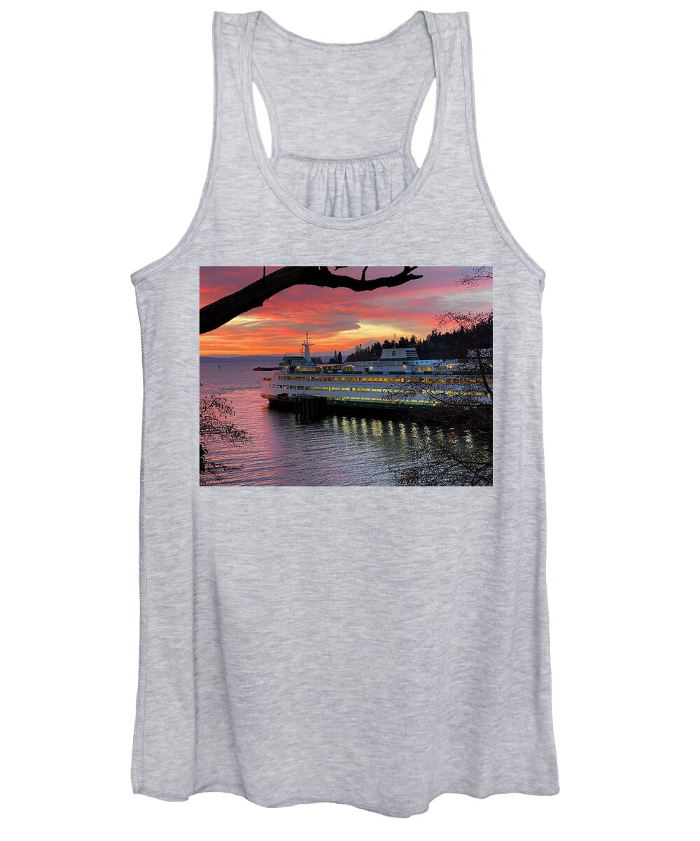 Sunrise Women's Tank Top featuring the photograph Ferry Sunrise by Jerry Abbott