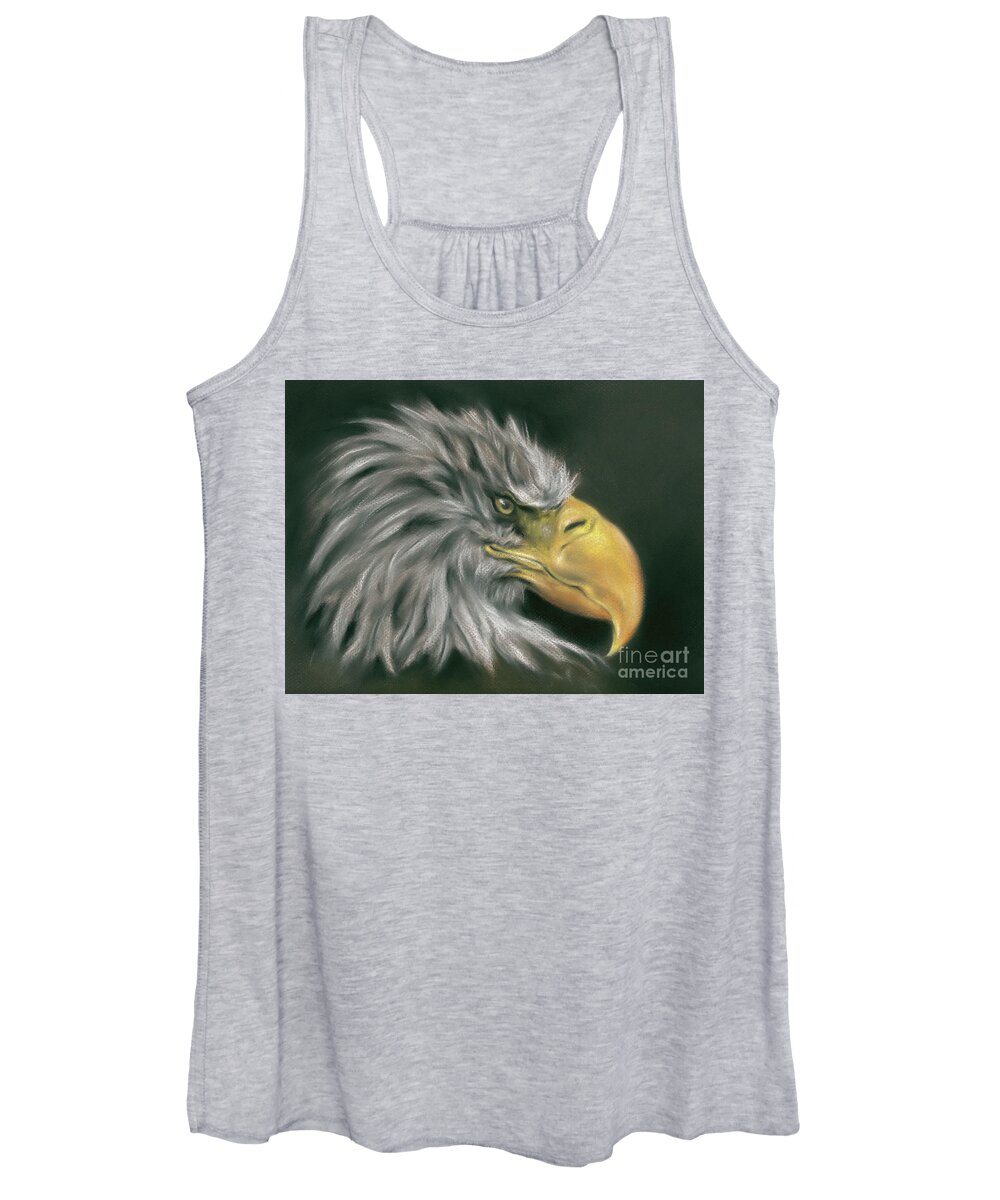 Bird Women's Tank Top featuring the painting Fierce Bald Eagle Portrait by MM Anderson