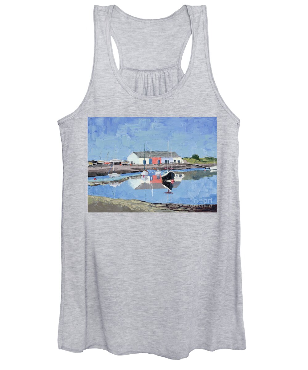 Oil Painting Women's Tank Top featuring the painting Findhorn Marina, 2015 by PJ Kirk