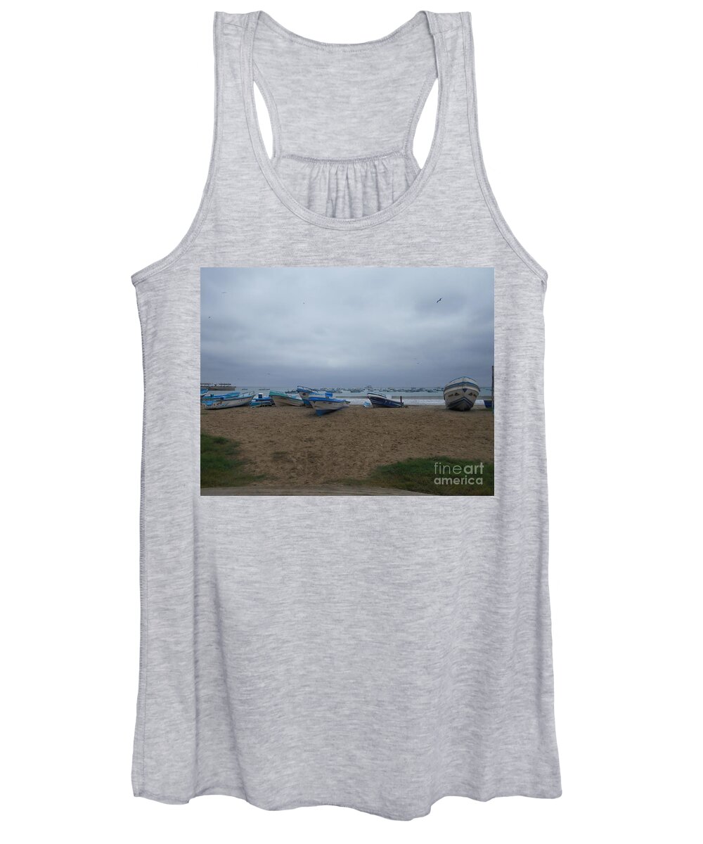 Boats Women's Tank Top featuring the photograph Fishing boats by Nancy Graham