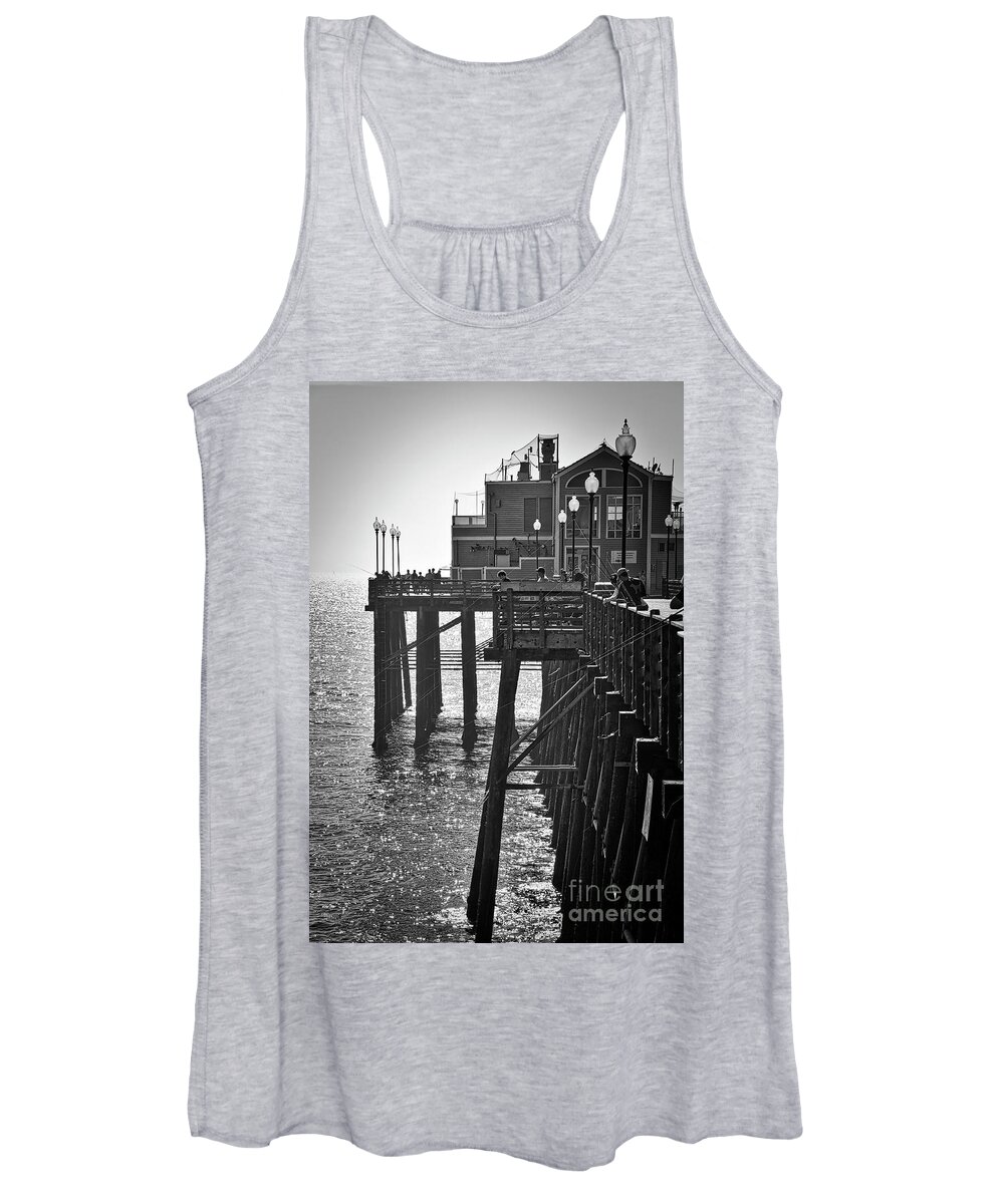 Pier Women's Tank Top featuring the digital art Fishing Off The End Of The Pier by Kirt Tisdale