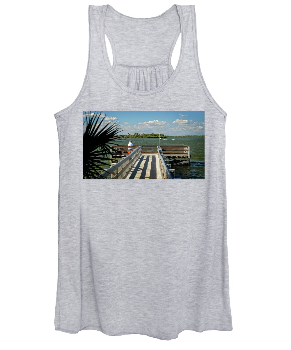 Mosquito Lagoon Women's Tank Top featuring the photograph Fishing the Lagoon by George Taylor