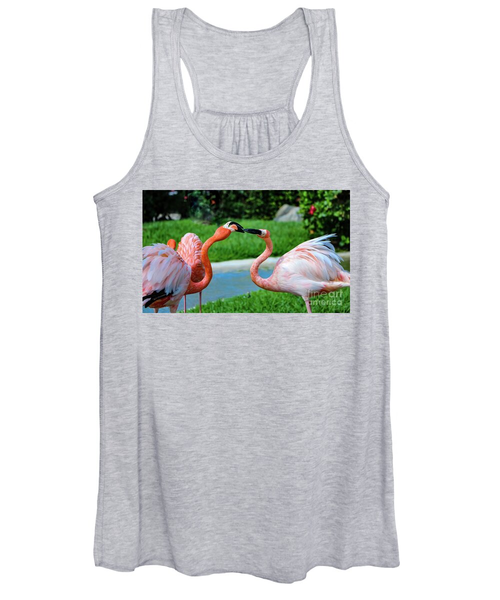 Flamingo Women's Tank Top featuring the photograph Flamingo Kiss by Theresa D Williams