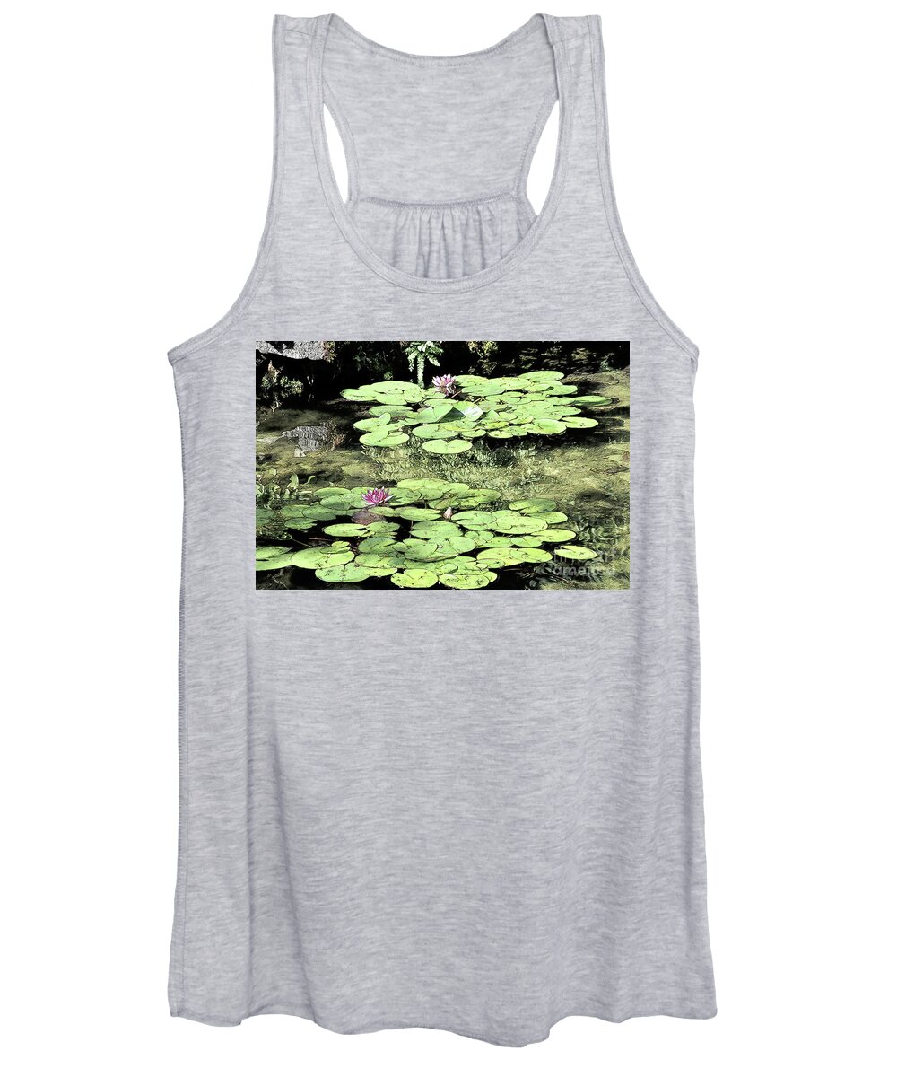 Garden Women's Tank Top featuring the digital art Floating Lily Pads by Kirt Tisdale