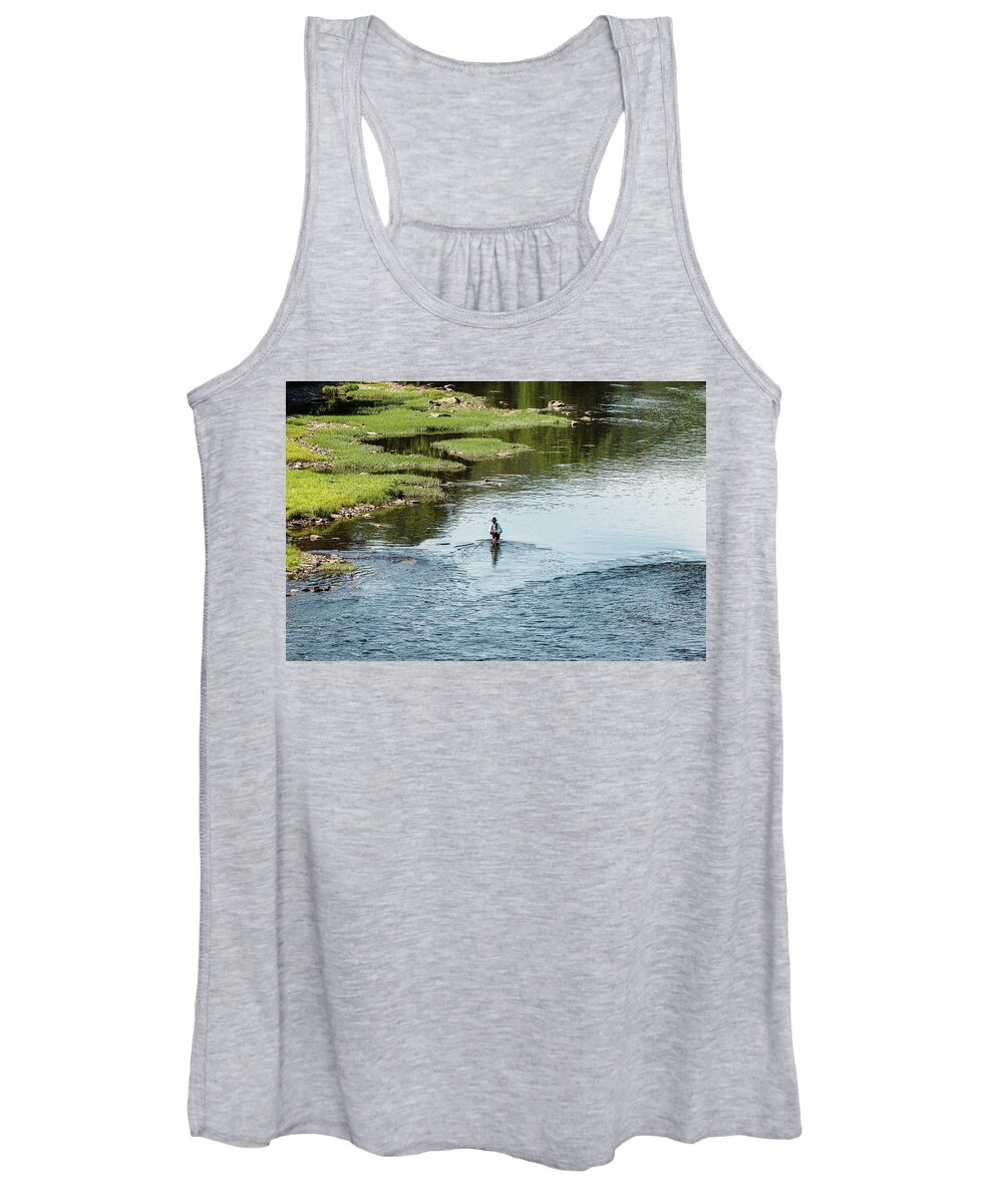 Water Women's Tank Top featuring the photograph Fly Fishing for Trout by Amelia Pearn