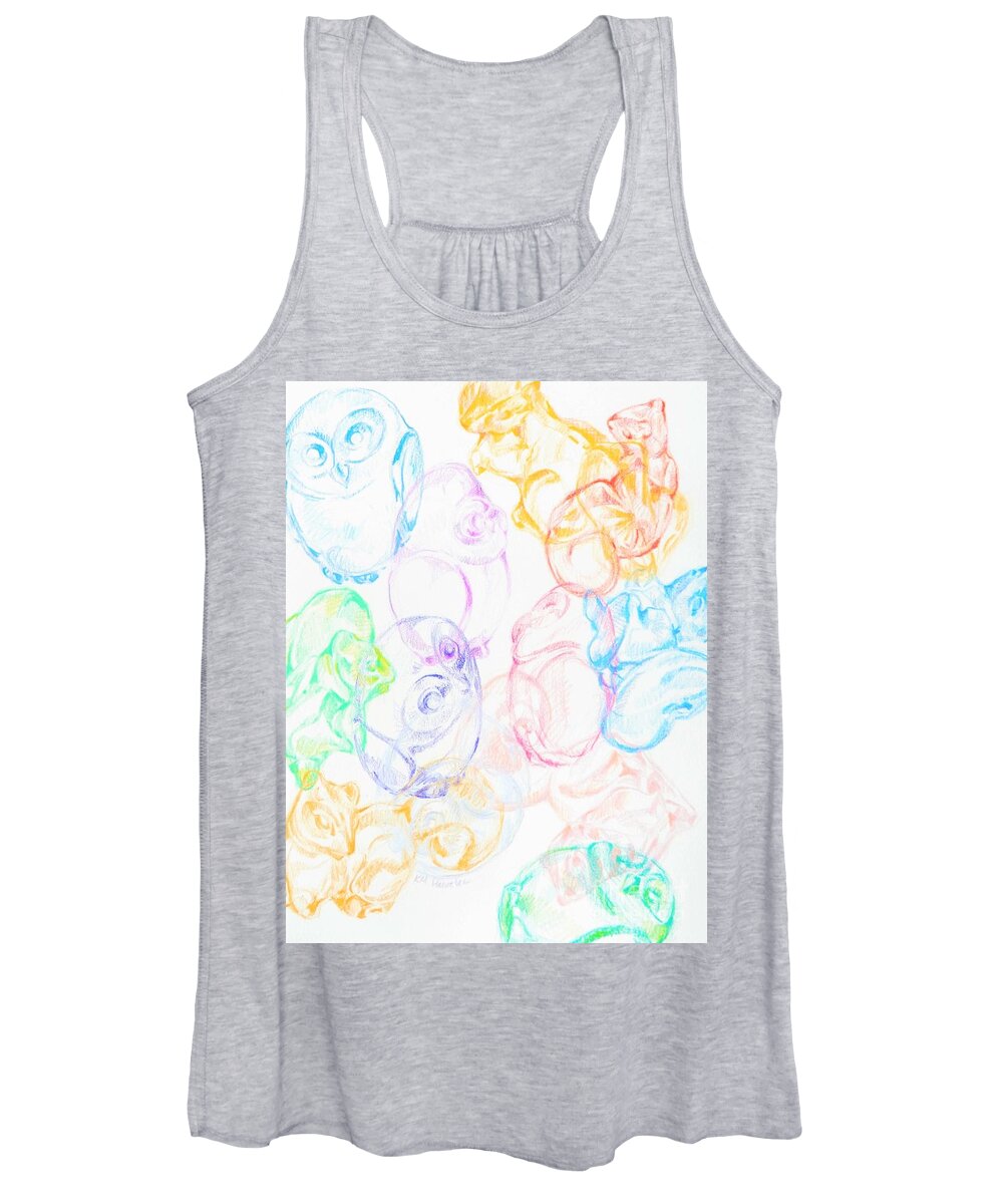Owl Women's Tank Top featuring the drawing Crazy Mix by K M Pawelec