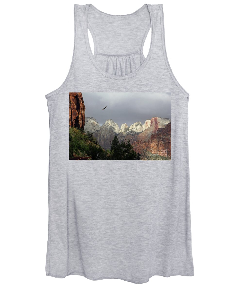 Utah Women's Tank Top featuring the photograph Flying Free Over Zion by Neala McCarten