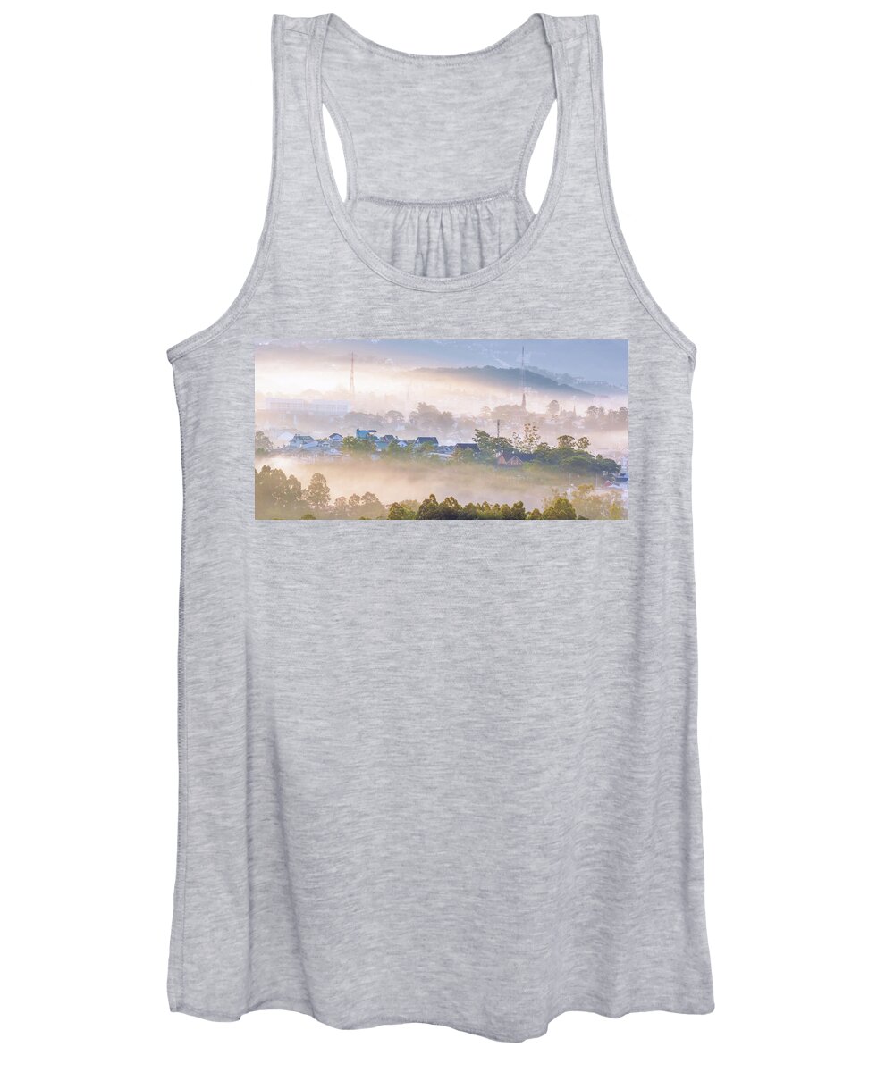 Fog Women's Tank Top featuring the photograph Fog Cover City by Khanh Bui Phu