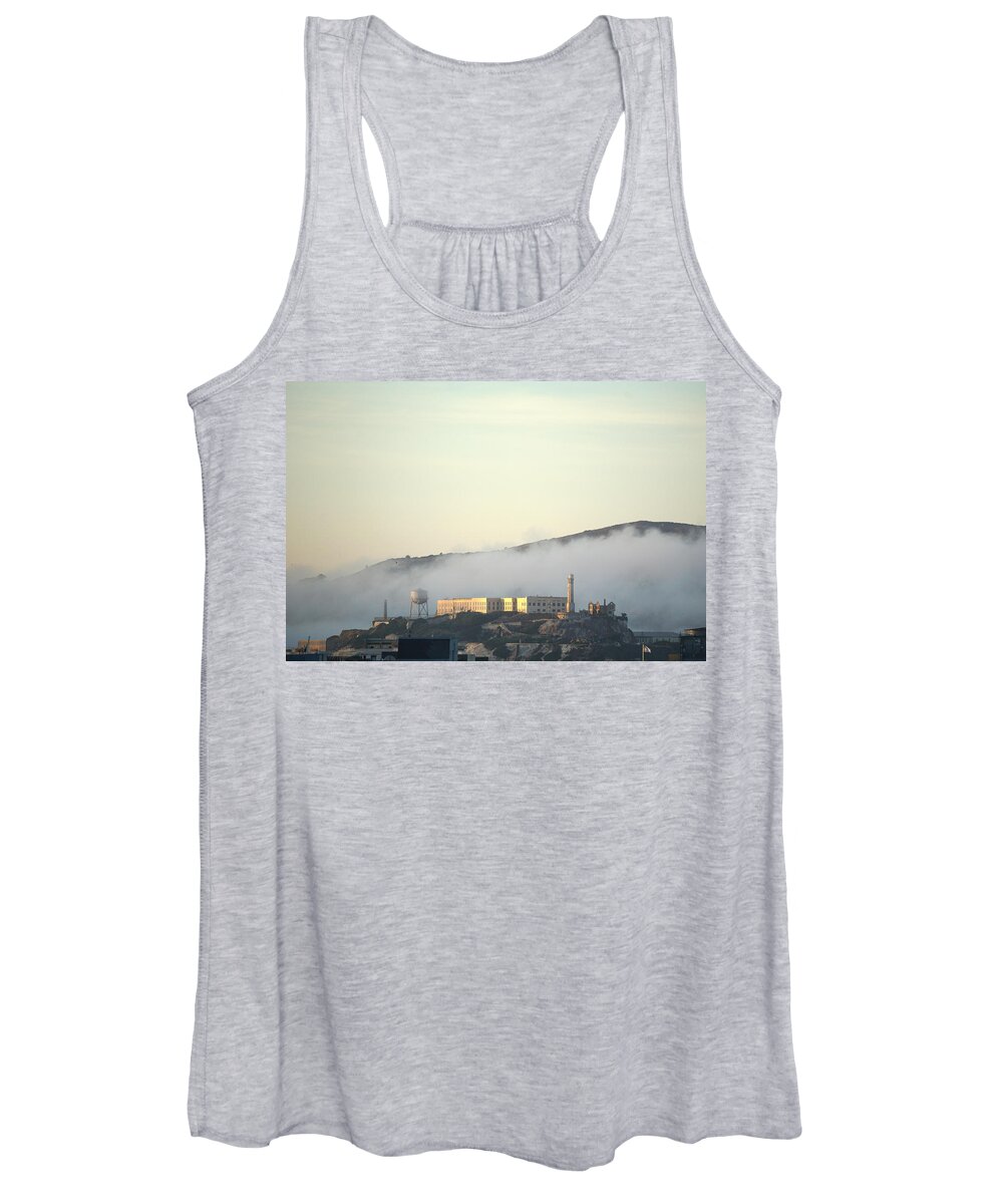 Alcatraz Women's Tank Top featuring the photograph Fog Over Alcatraz by Brent Knippel