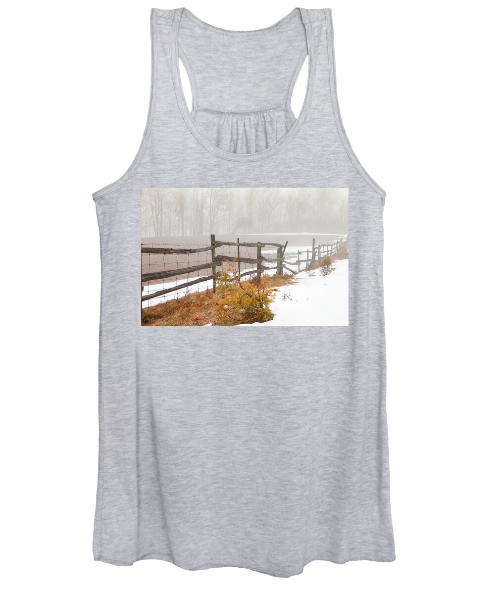 Foggy Day Women's Tank Top featuring the photograph Foggy Day in Farm by Makiko Ishihara