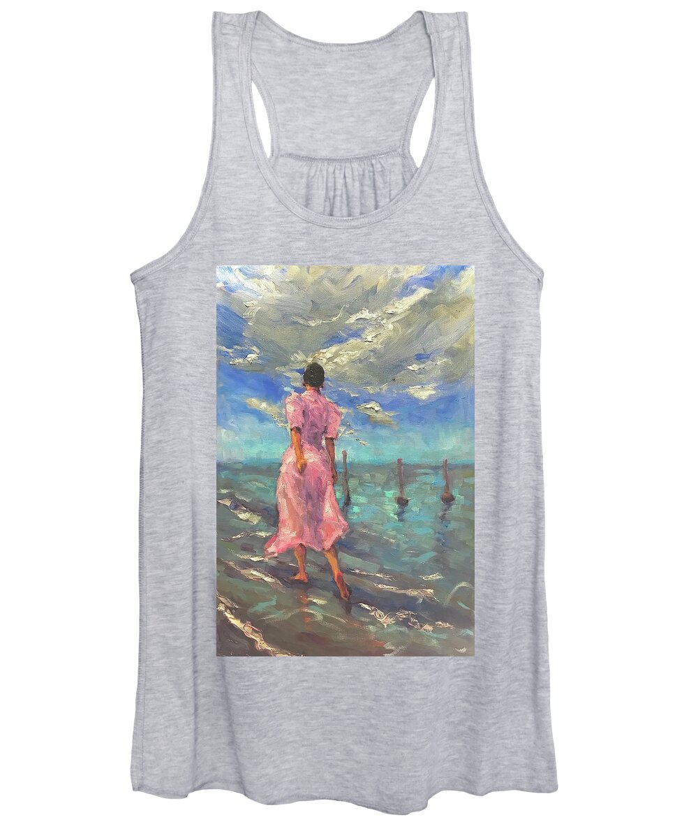 Female Women's Tank Top featuring the painting Footprints by Ashlee Trcka