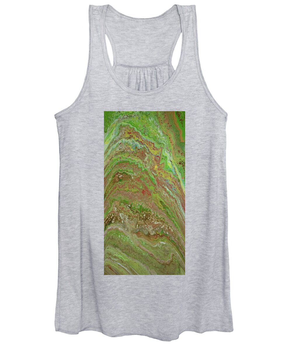 Green Women's Tank Top featuring the mixed media Forest Pour by Aimee Bruno
